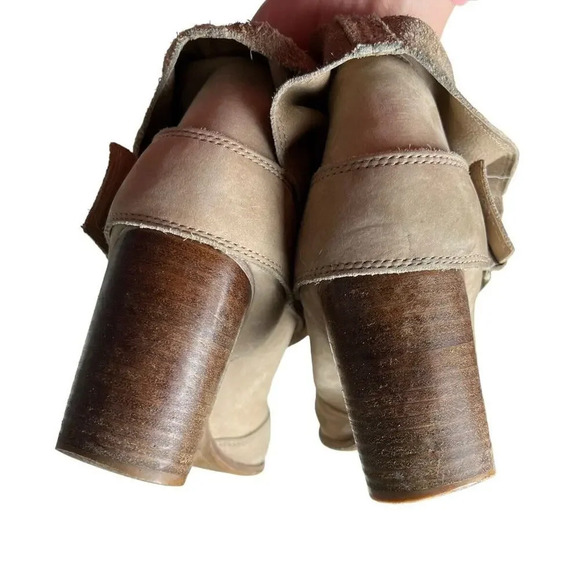 Splendid Tan Soft Suede Slouchy Ankle Boots Front Buckle Block Heel Size 9 Women - Picture 10 of 12